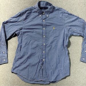 Polo Ralph Lauren Blue & White Striped Button Front Shirt Men’s Size XL